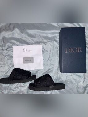 Dior Black Monogram Slide Sandals for Men